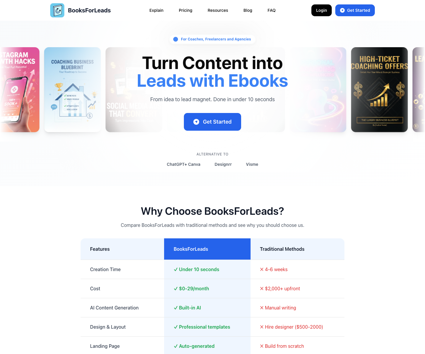 BooksForLeads landing page screenshot