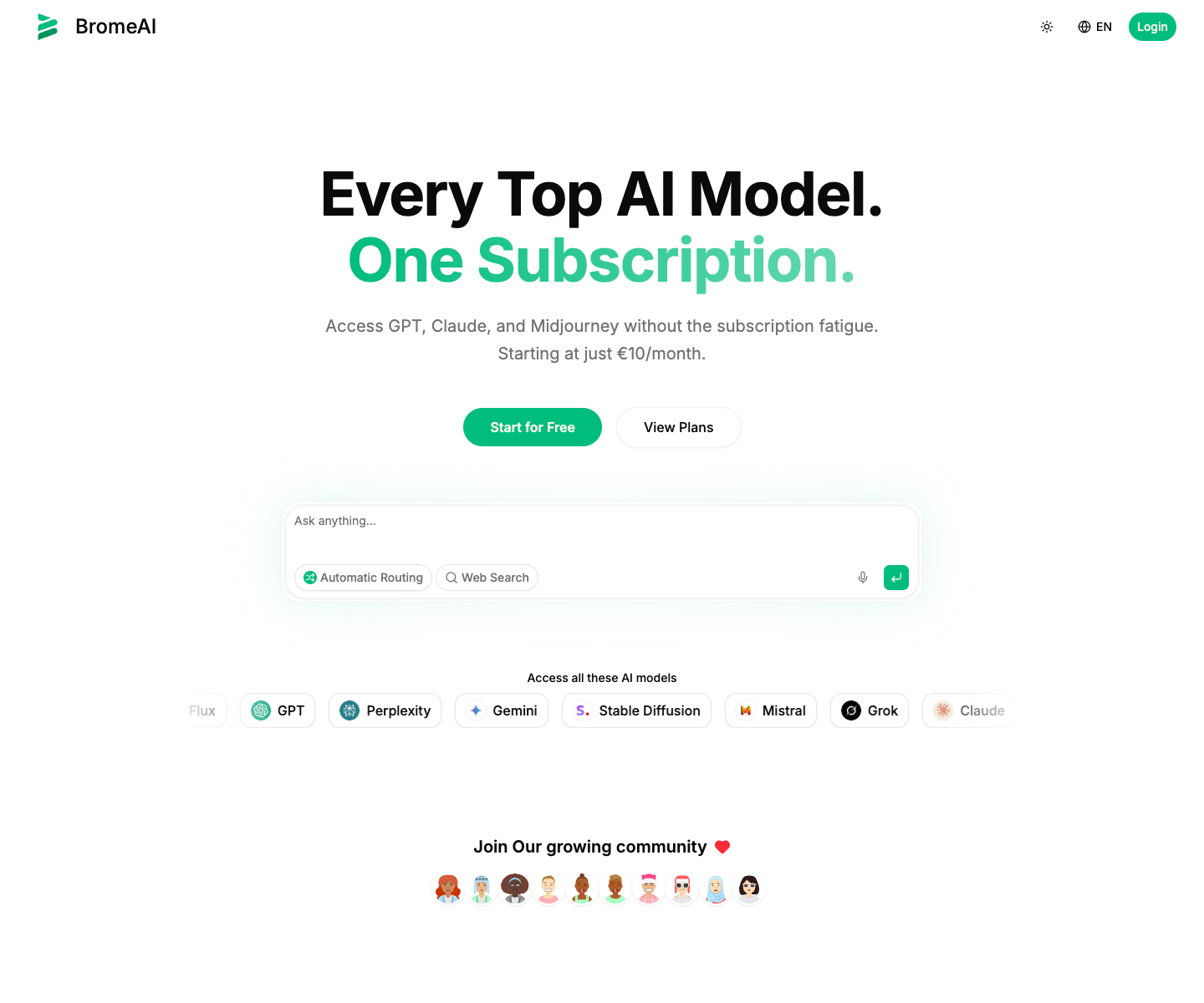 BromeAI landing page screenshot