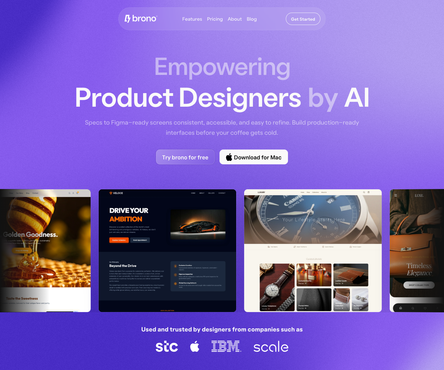 Brono landing page screenshot