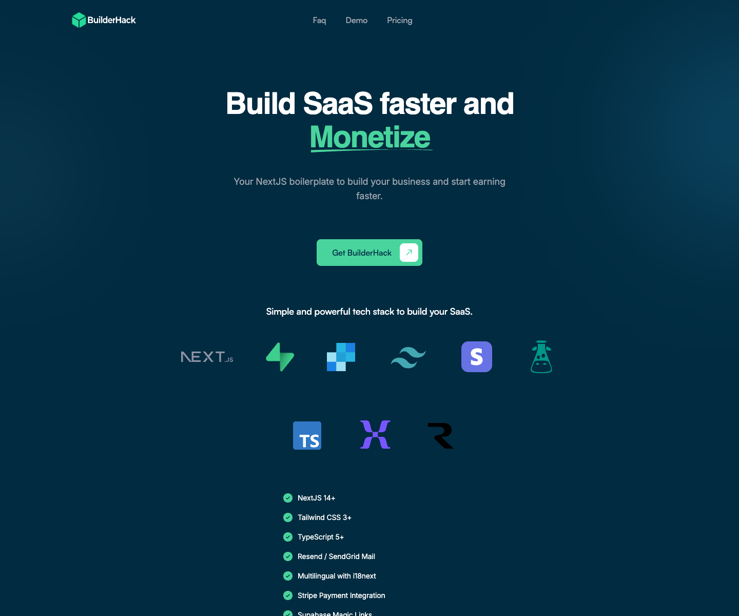BuilderHack landing page screenshot