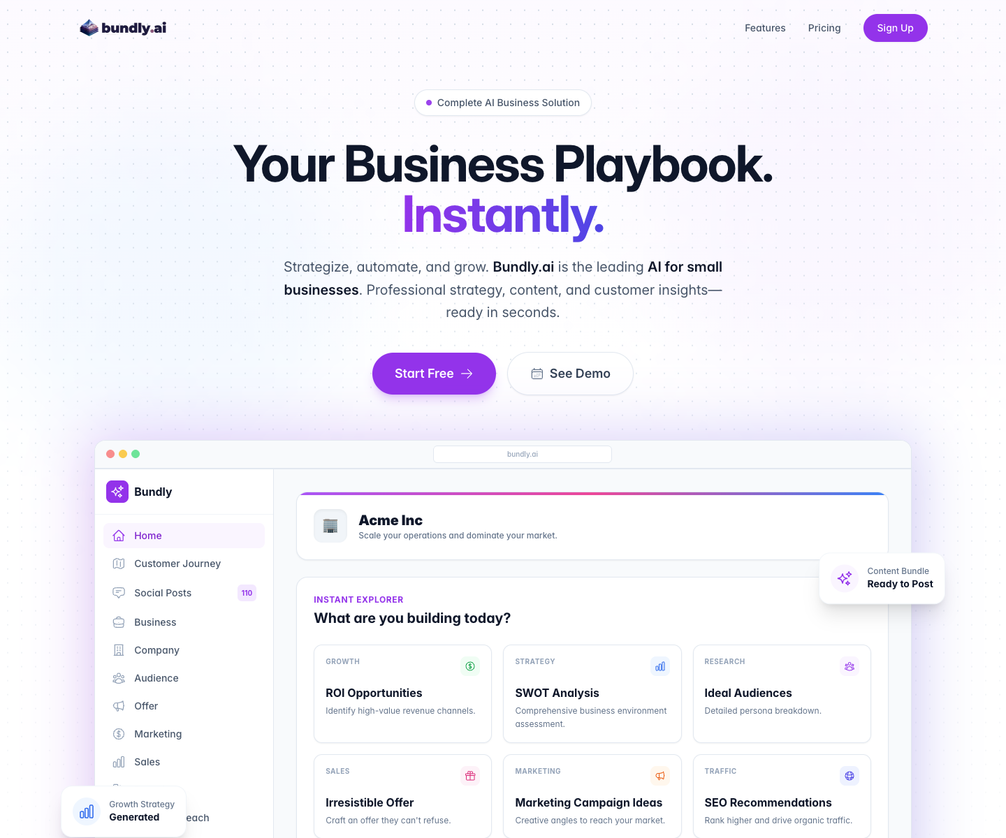 BundlyAI landing page screenshot