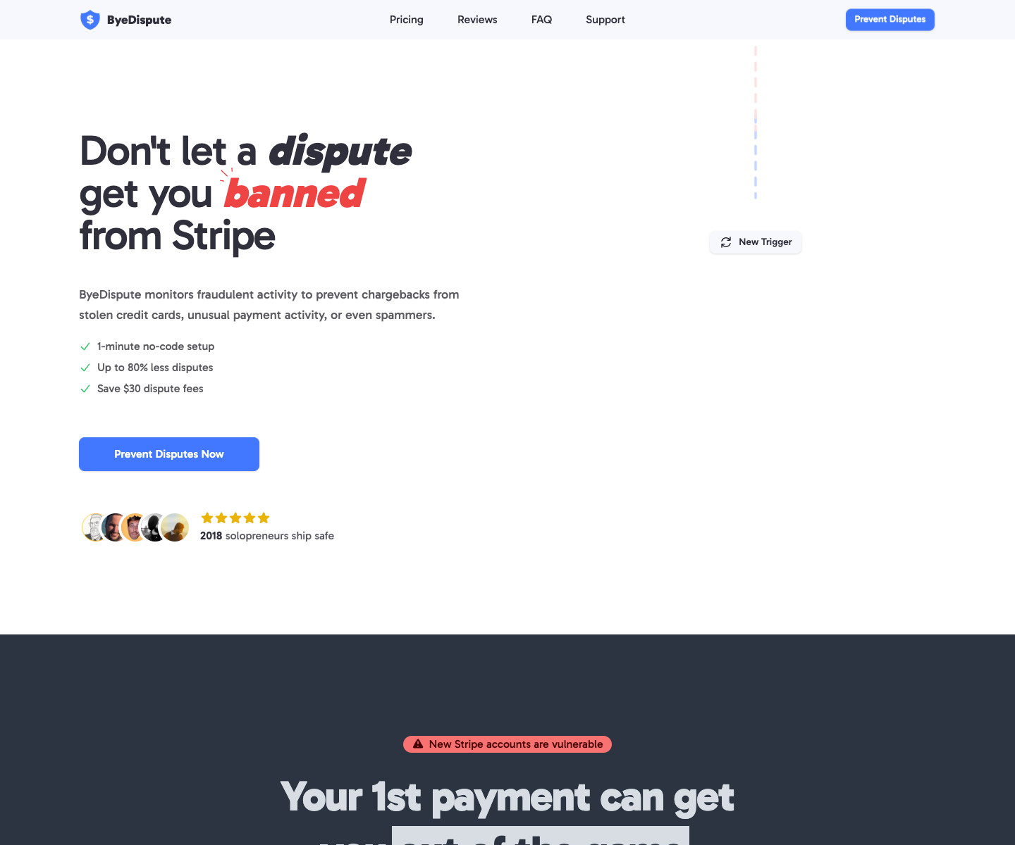 ByeDispute landing page screenshot
