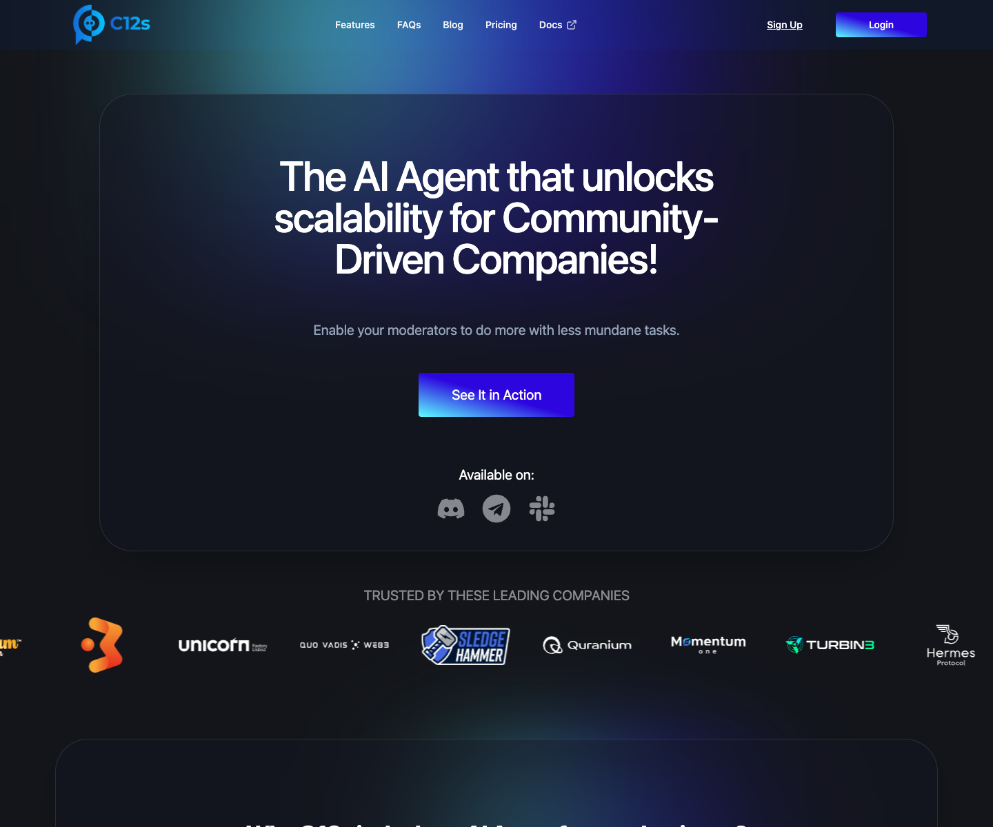 C12s AI landing page screenshot