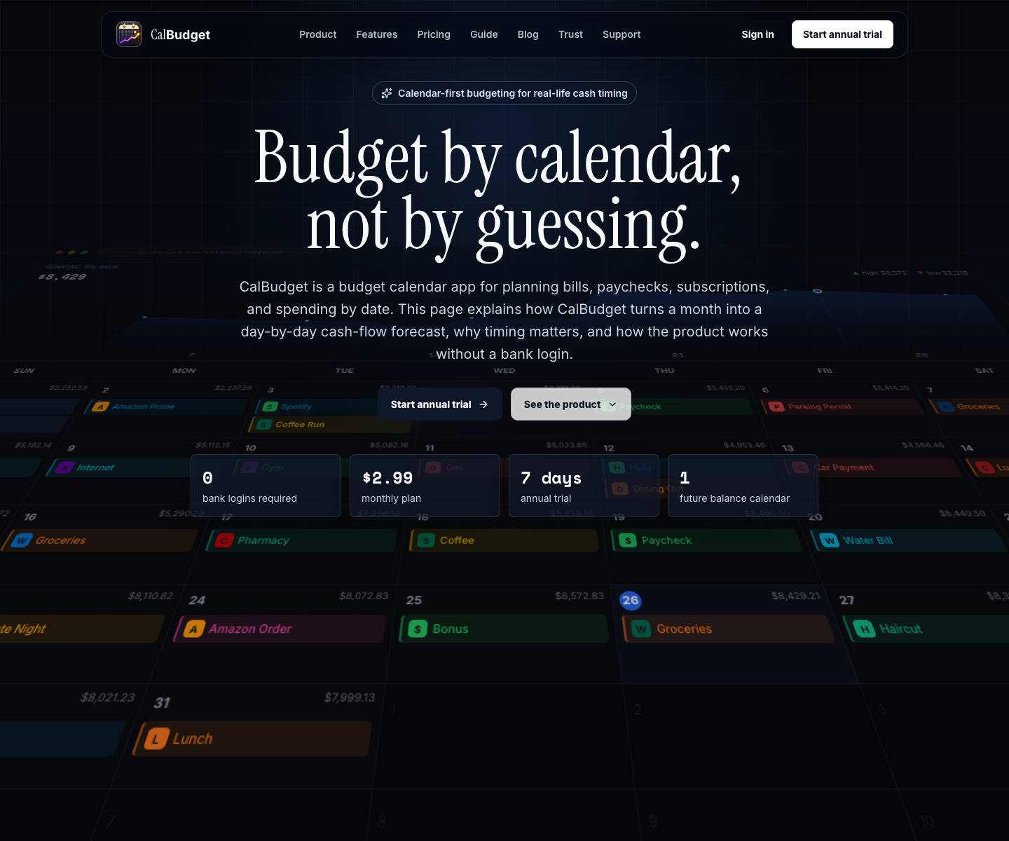 CalBudget landing page screenshot