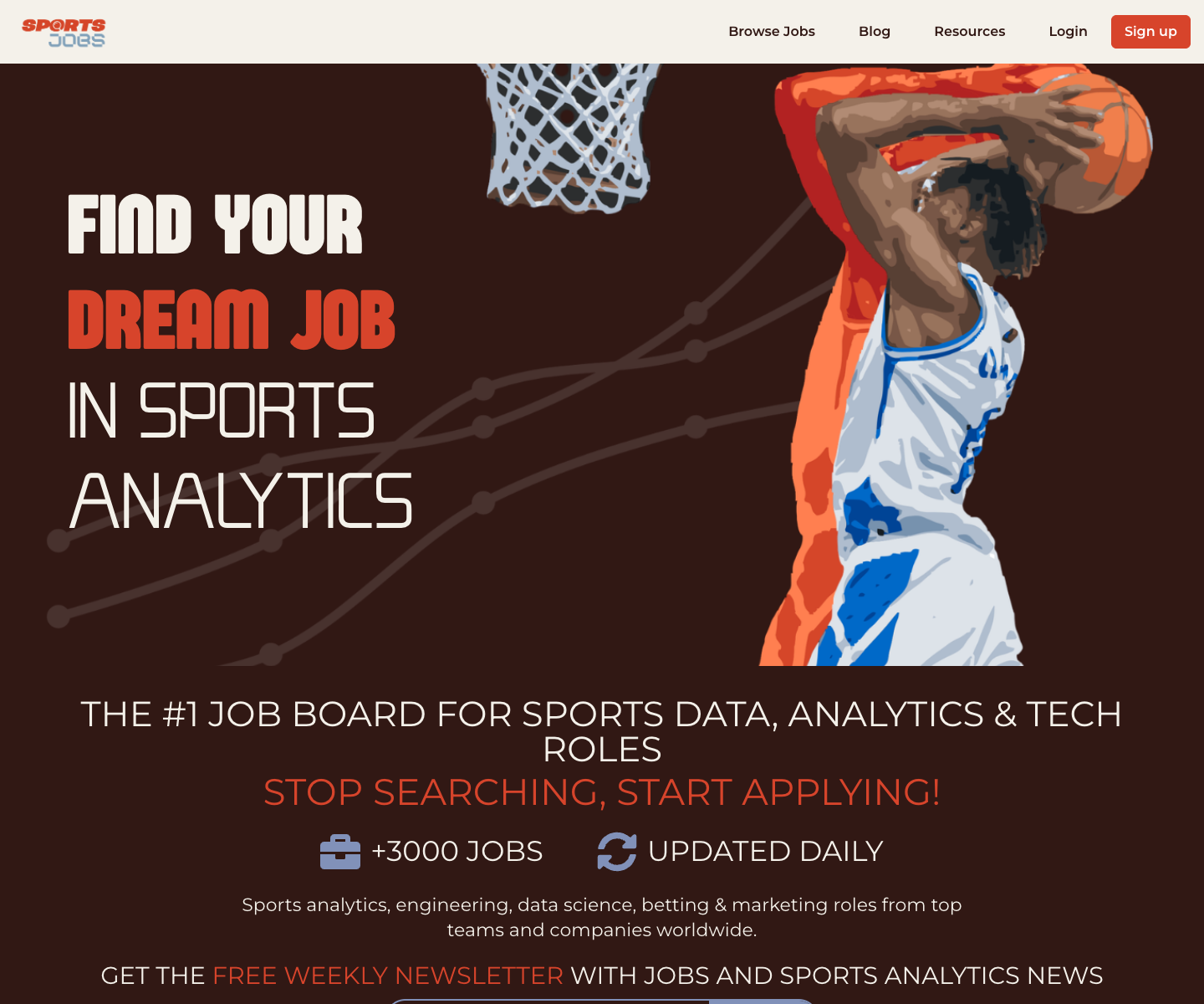 Sportsjobs Online landing page screenshot