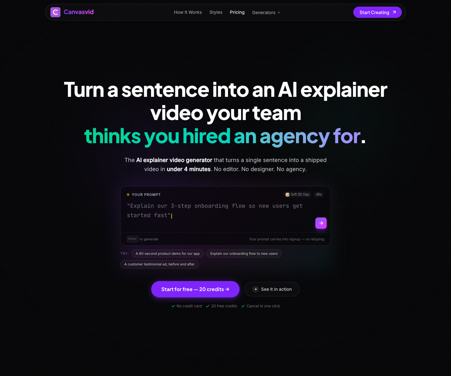 Canvasvid landing page screenshot