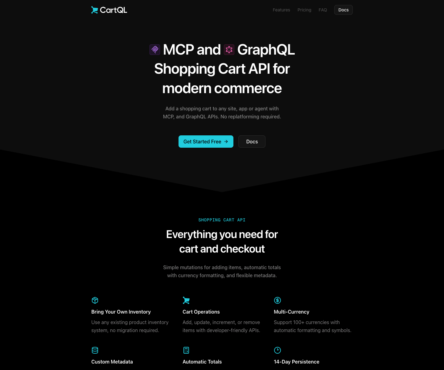 CartQL landing page screenshot