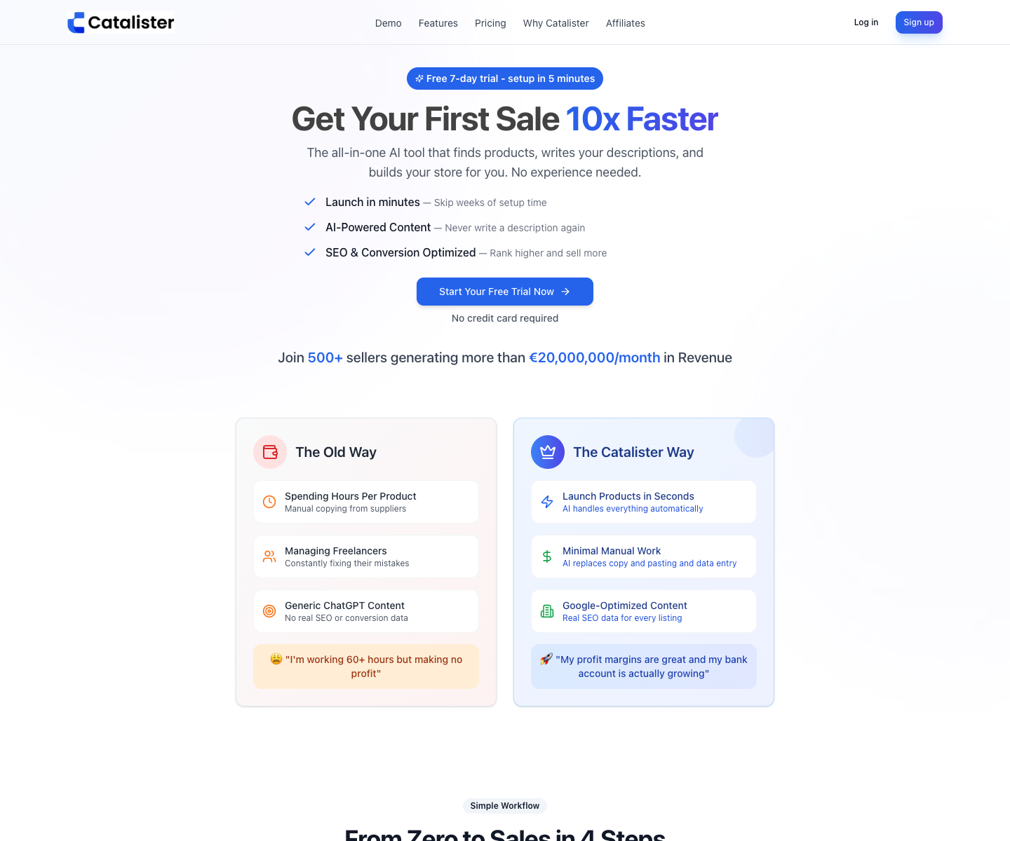 Catalister landing page screenshot