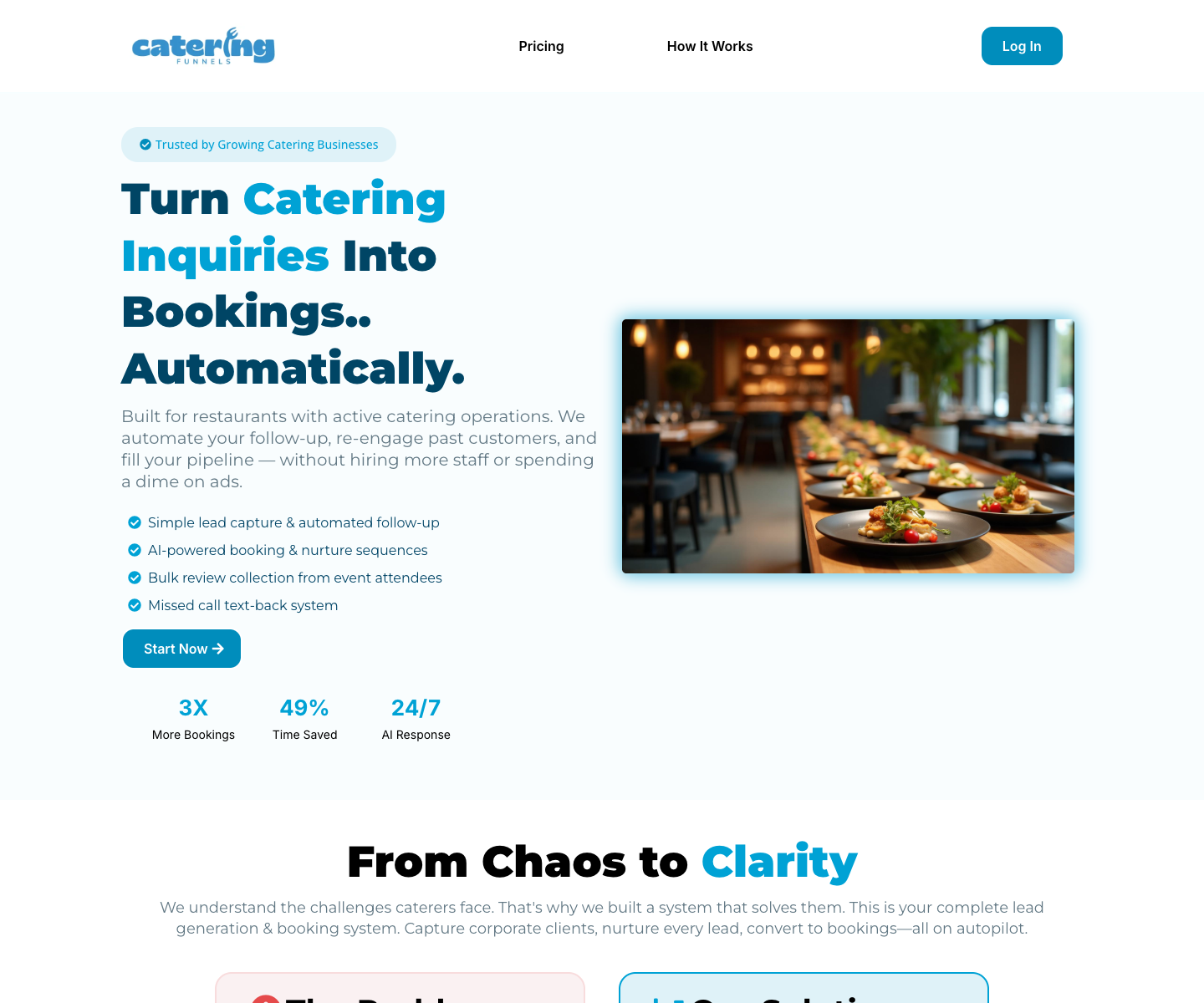 Catering Funnels landing page screenshot