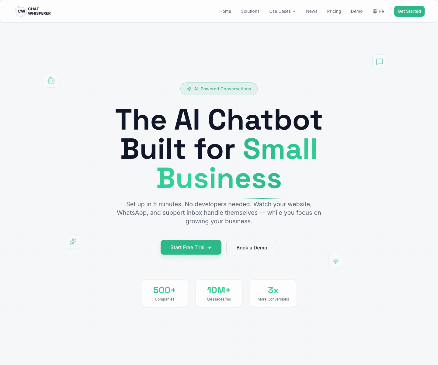 Chat whisperer landing page screenshot