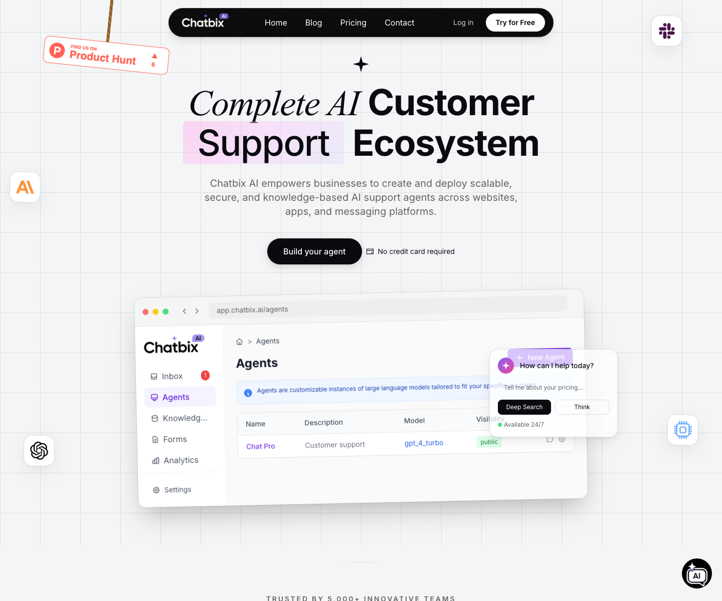 Chatbix AI landing page screenshot