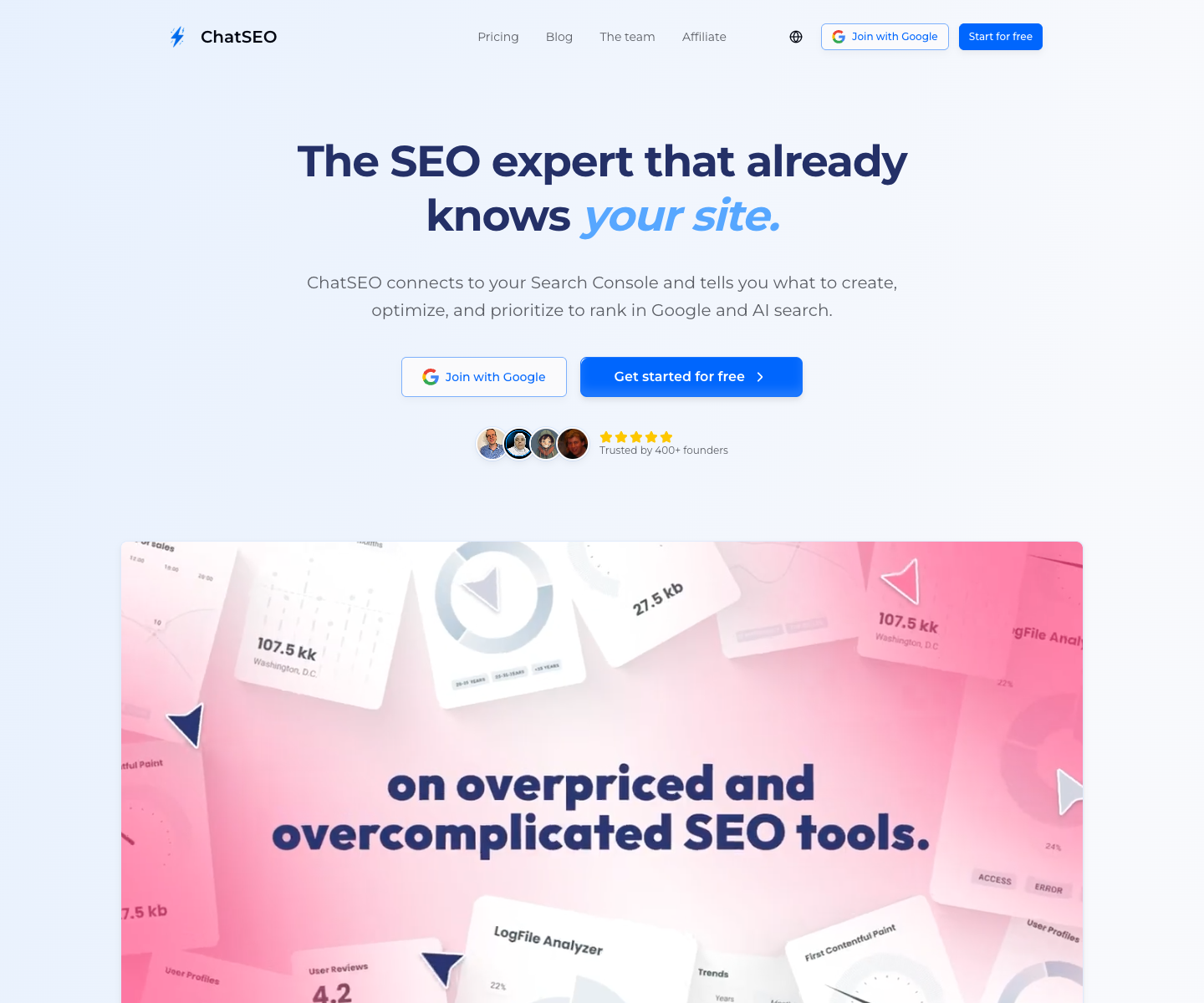 ChatSEO landing page screenshot