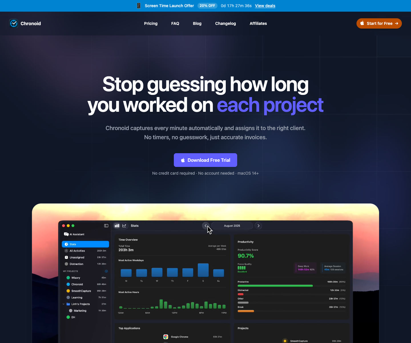 Chronoid landing page screenshot