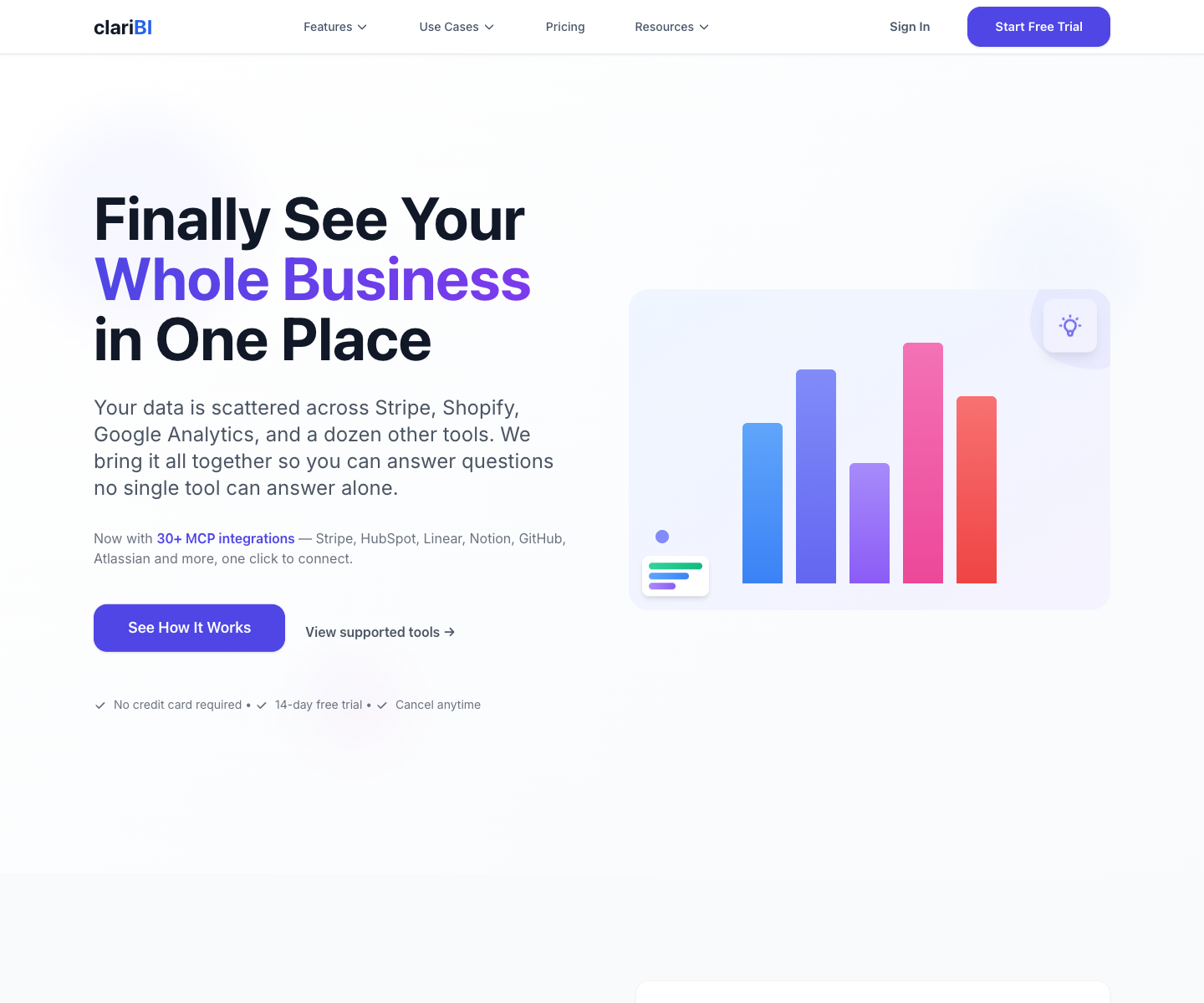 Claribi landing page screenshot