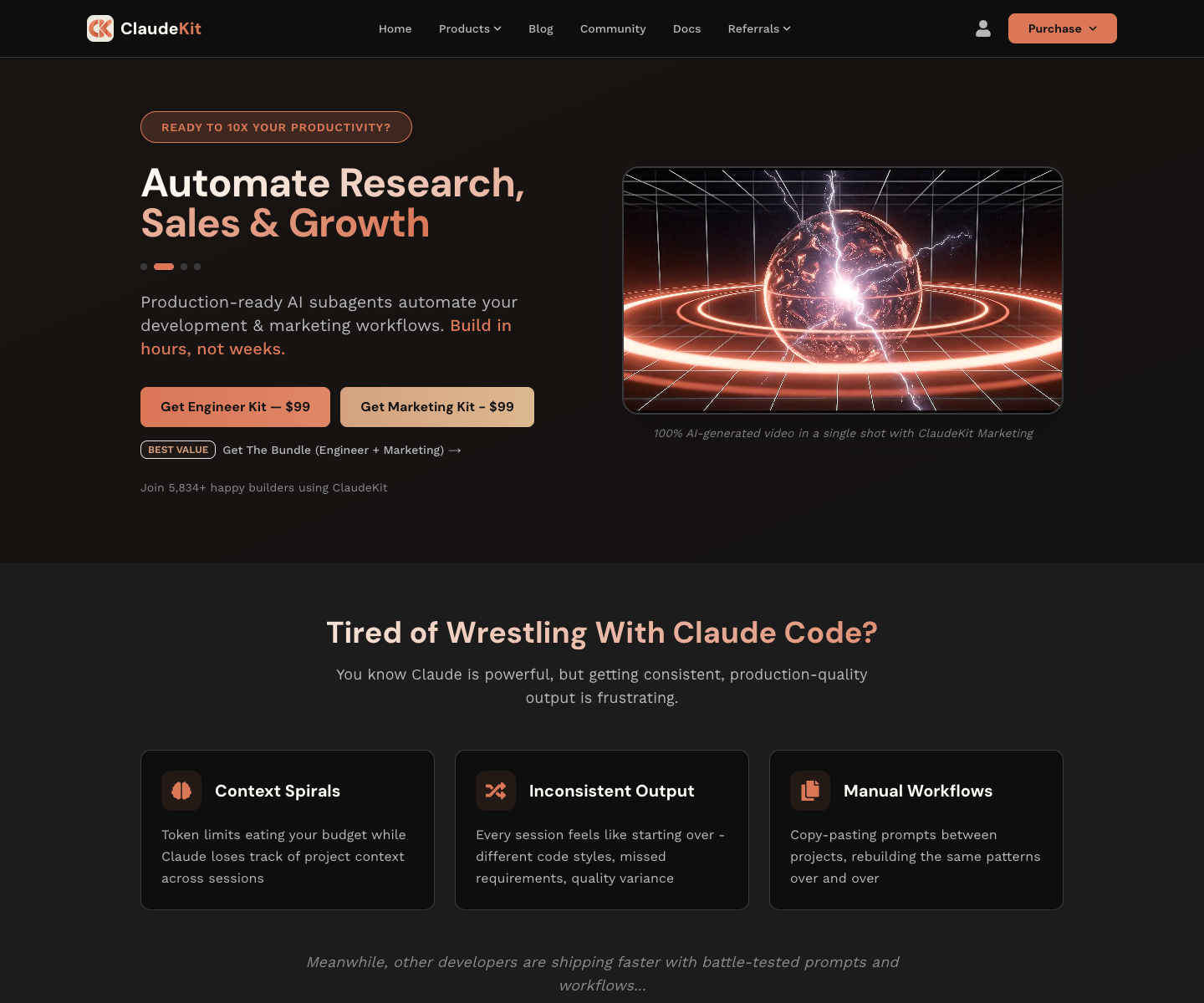 ClaudeKit landing page screenshot