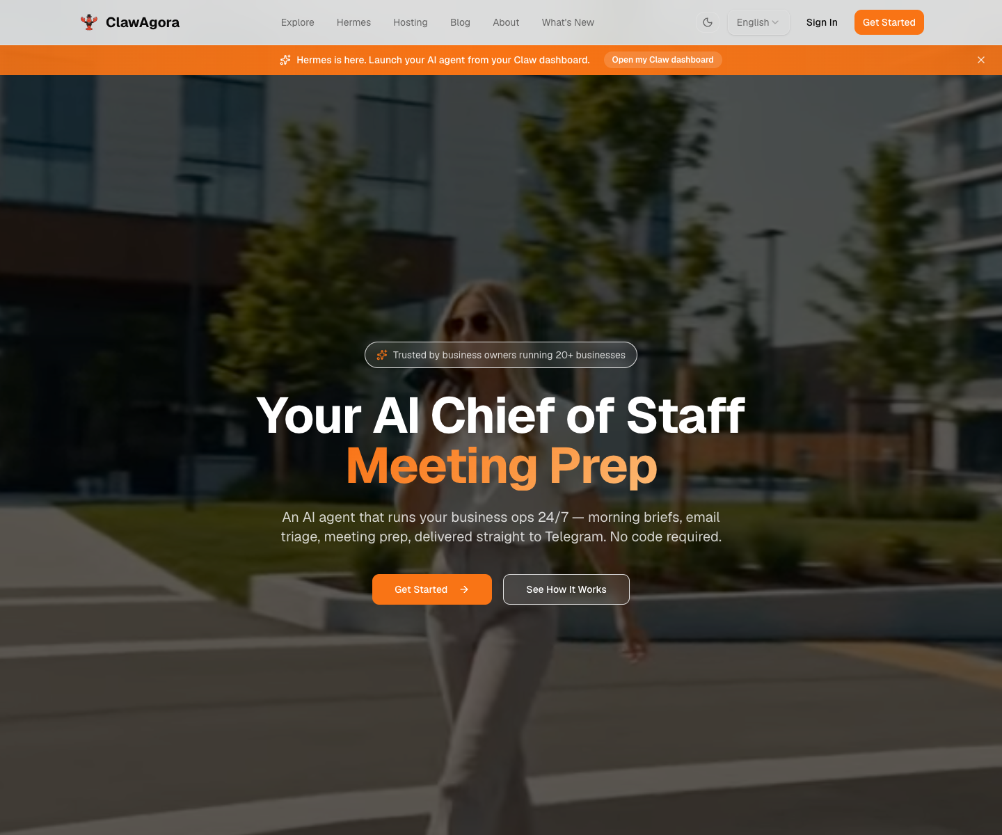 ClawAgora landing page screenshot
