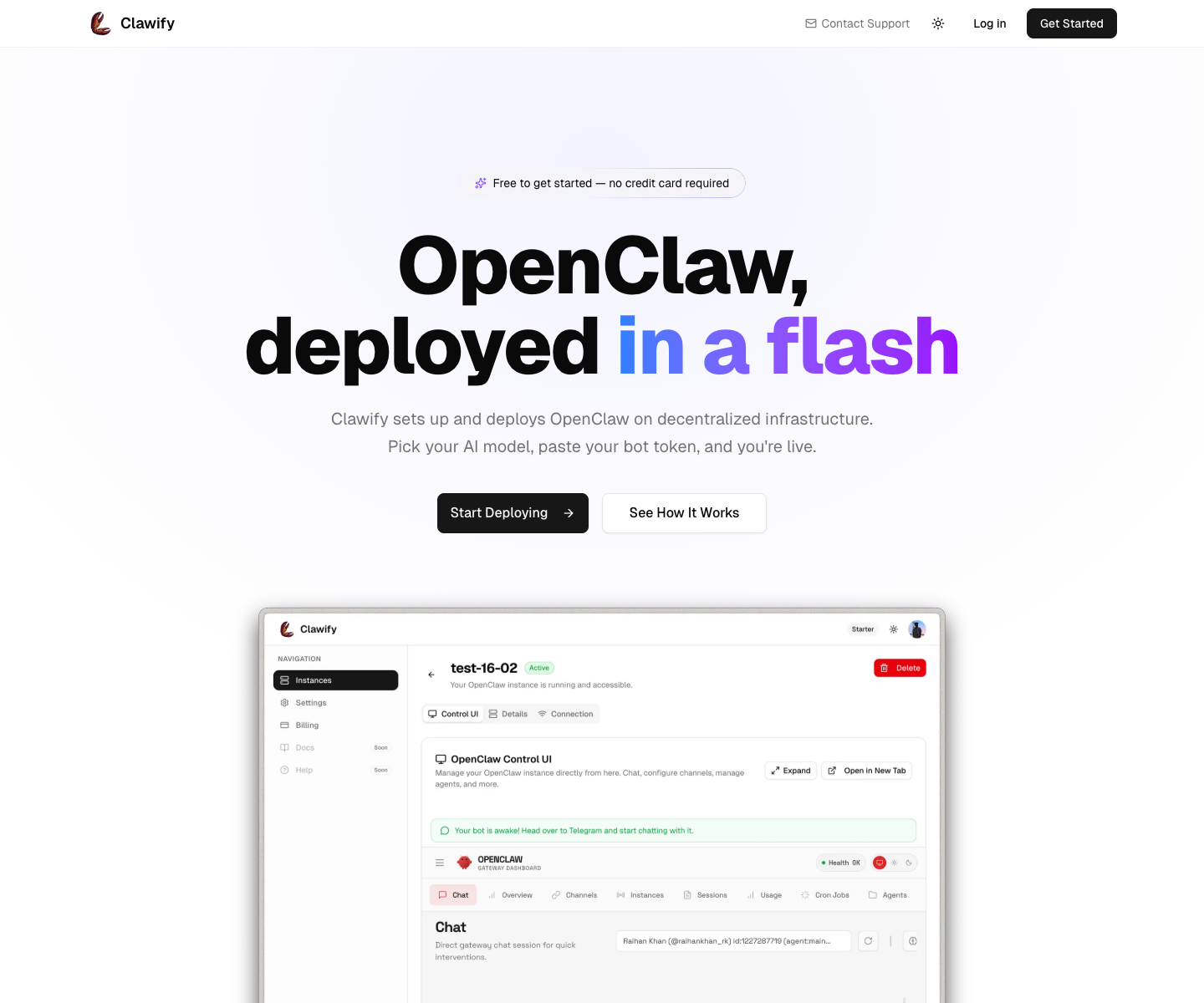 Clawify landing page screenshot