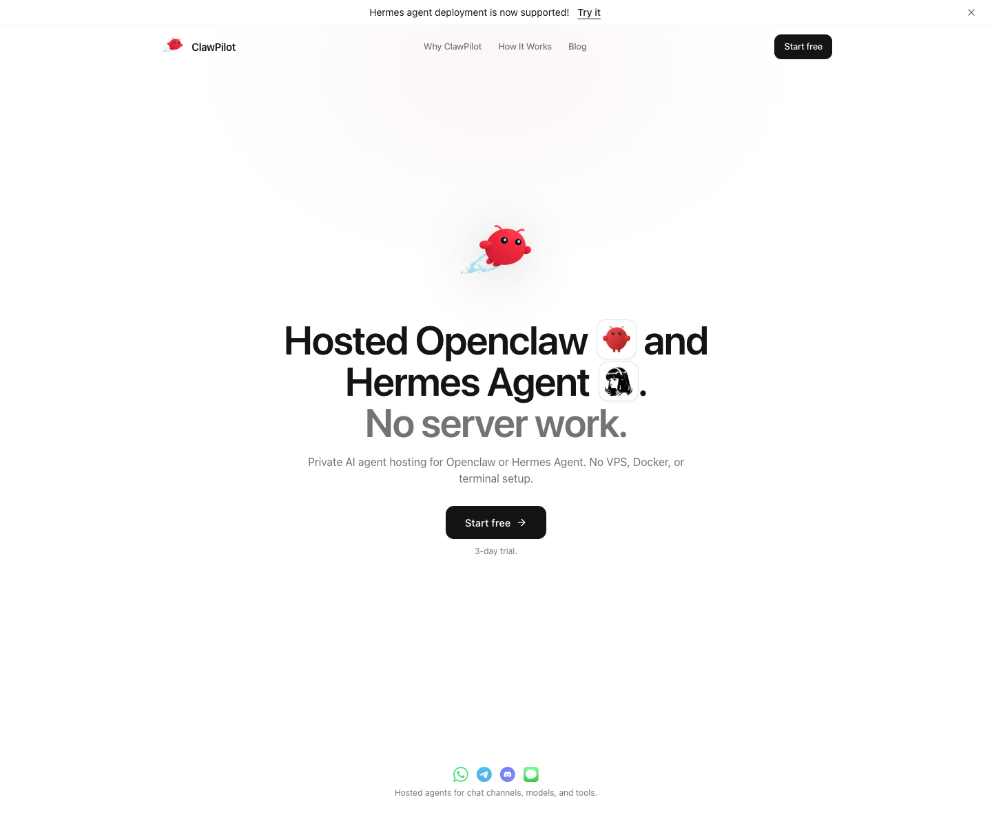 Clawpilot.app landing page screenshot