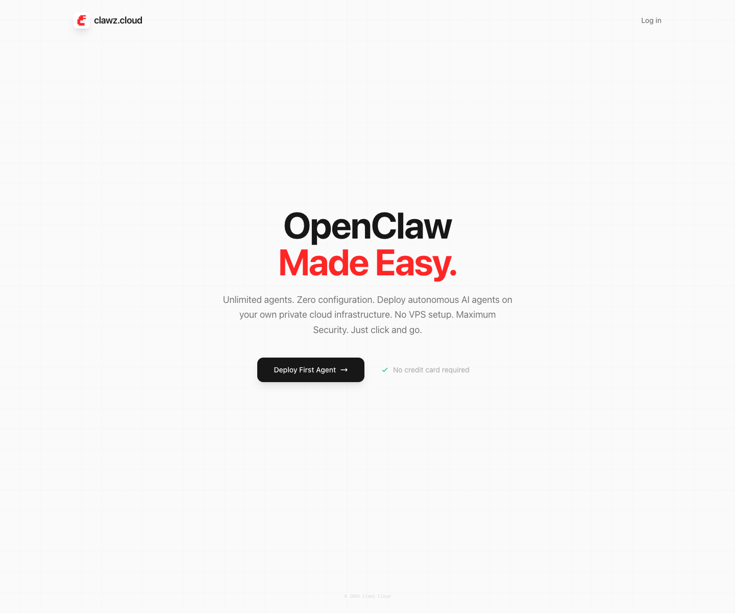 Clawz.cloud landing page screenshot
