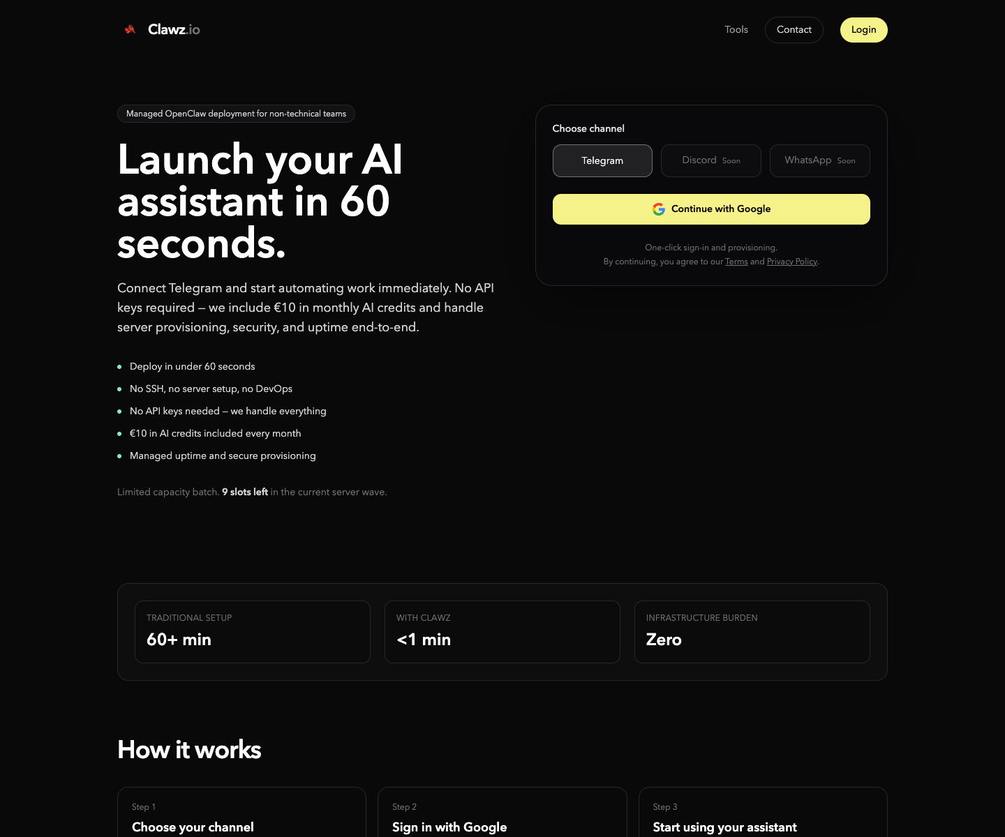 clawz landing page screenshot