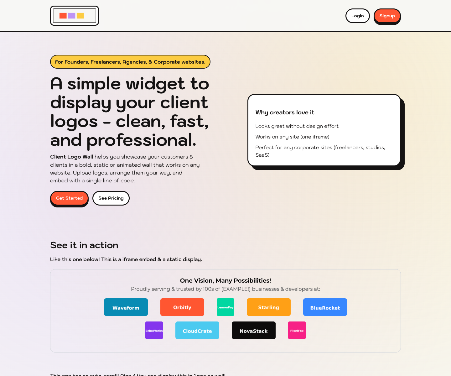 Client Logo Wall landing page screenshot