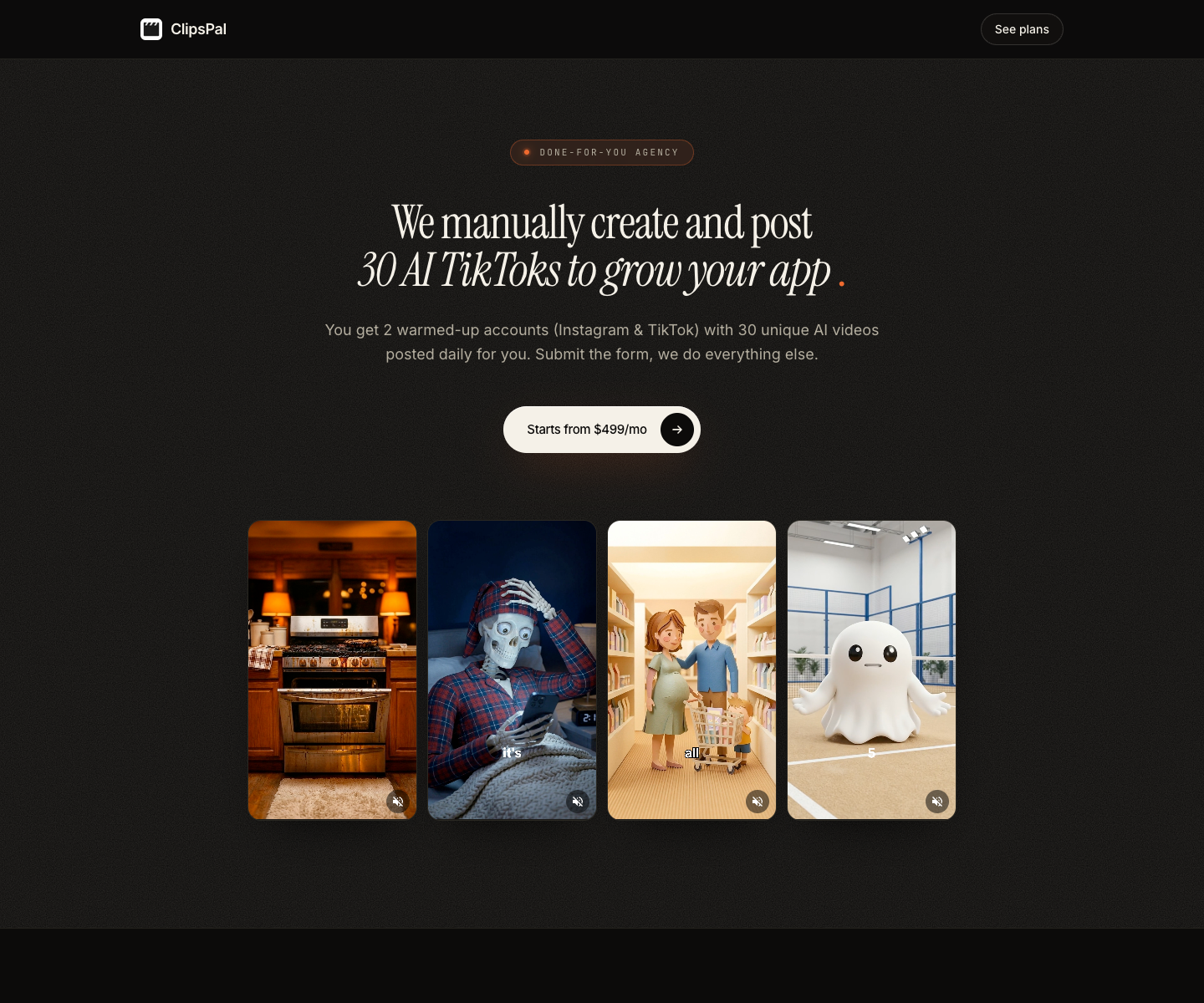 ClipsPal landing page screenshot