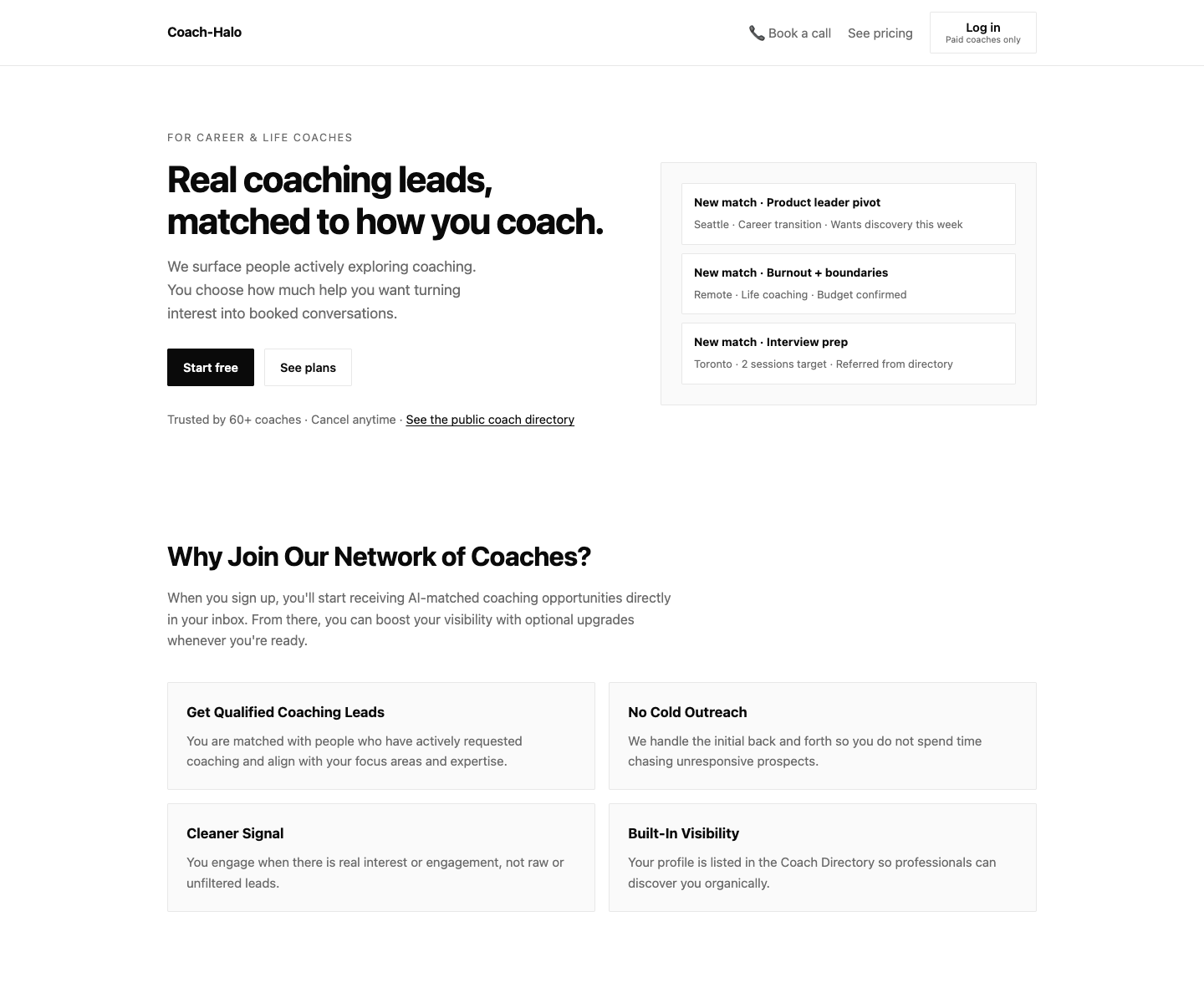 Coach-Halo landing page screenshot