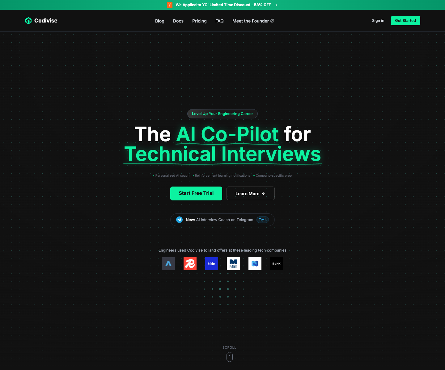 Codivise landing page screenshot