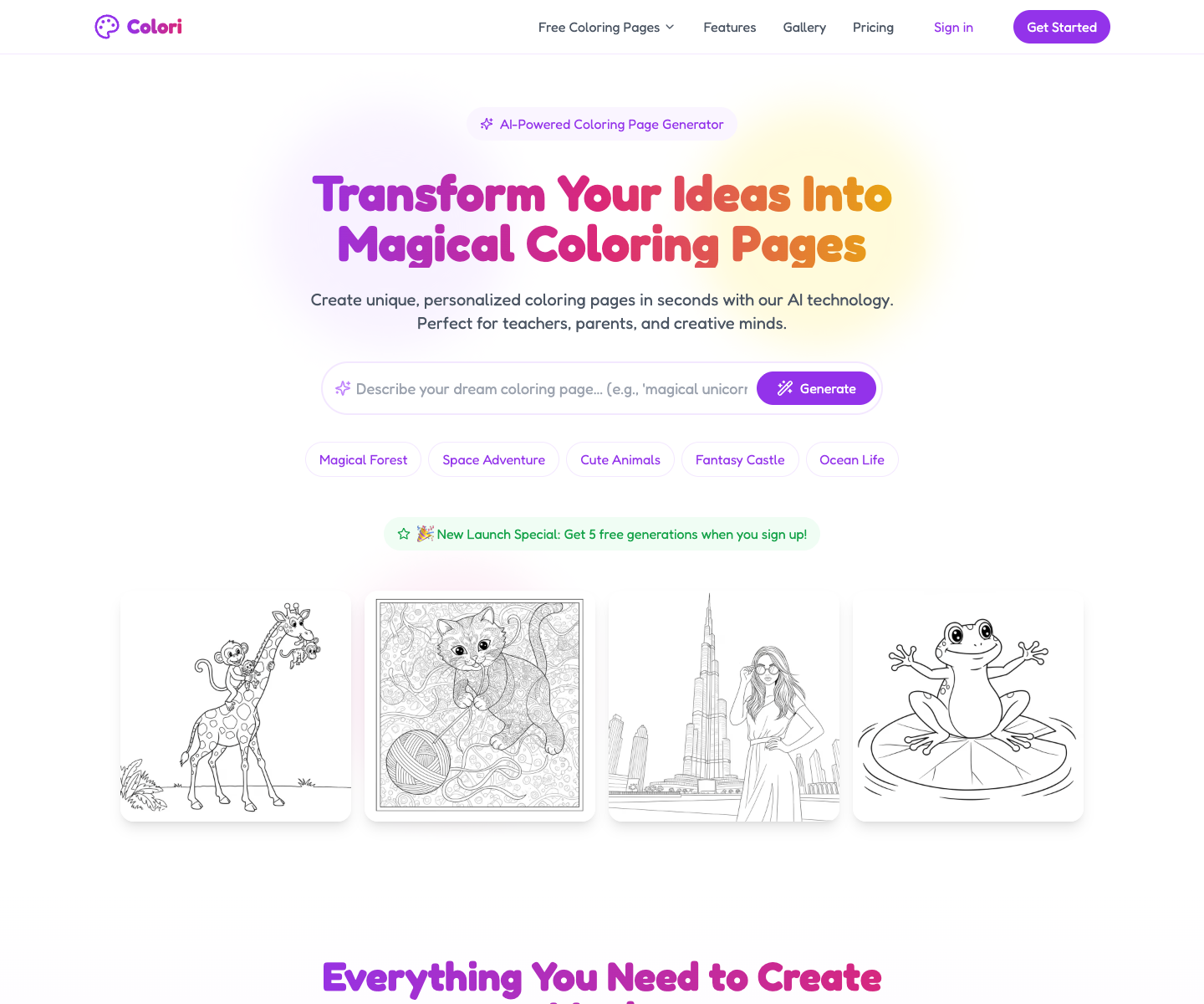 colori.io landing page screenshot