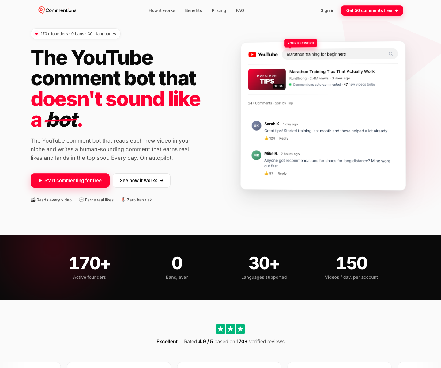 Commentions - Automated Comments with Mentions landing page screenshot