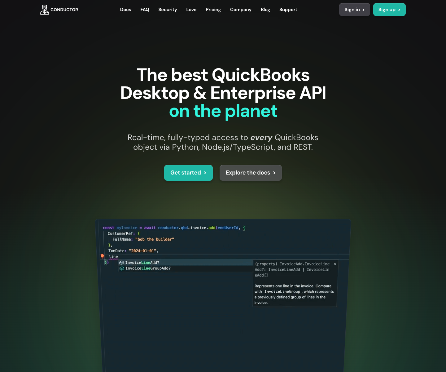 Conductor landing page screenshot