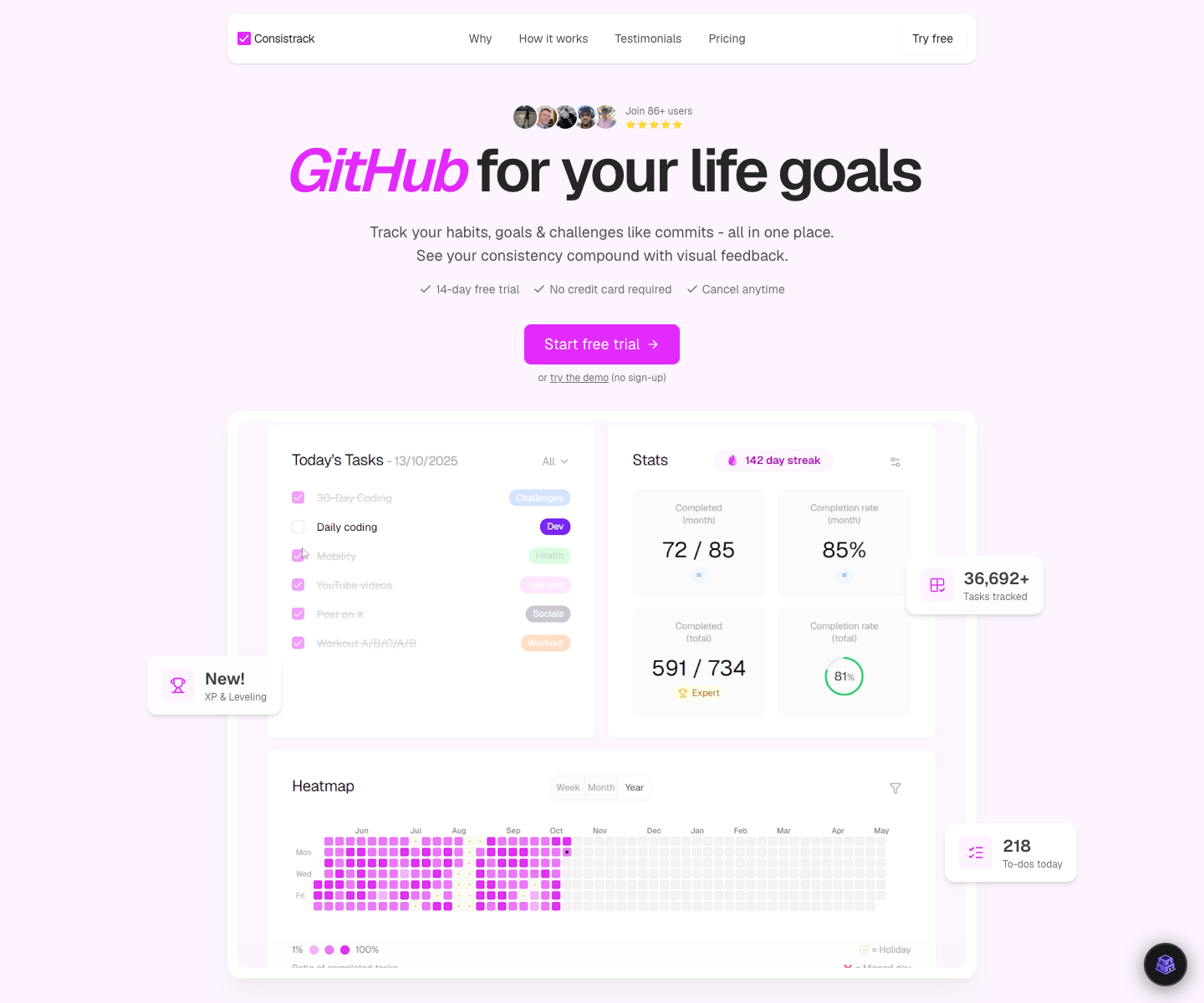 Consistrack landing page screenshot