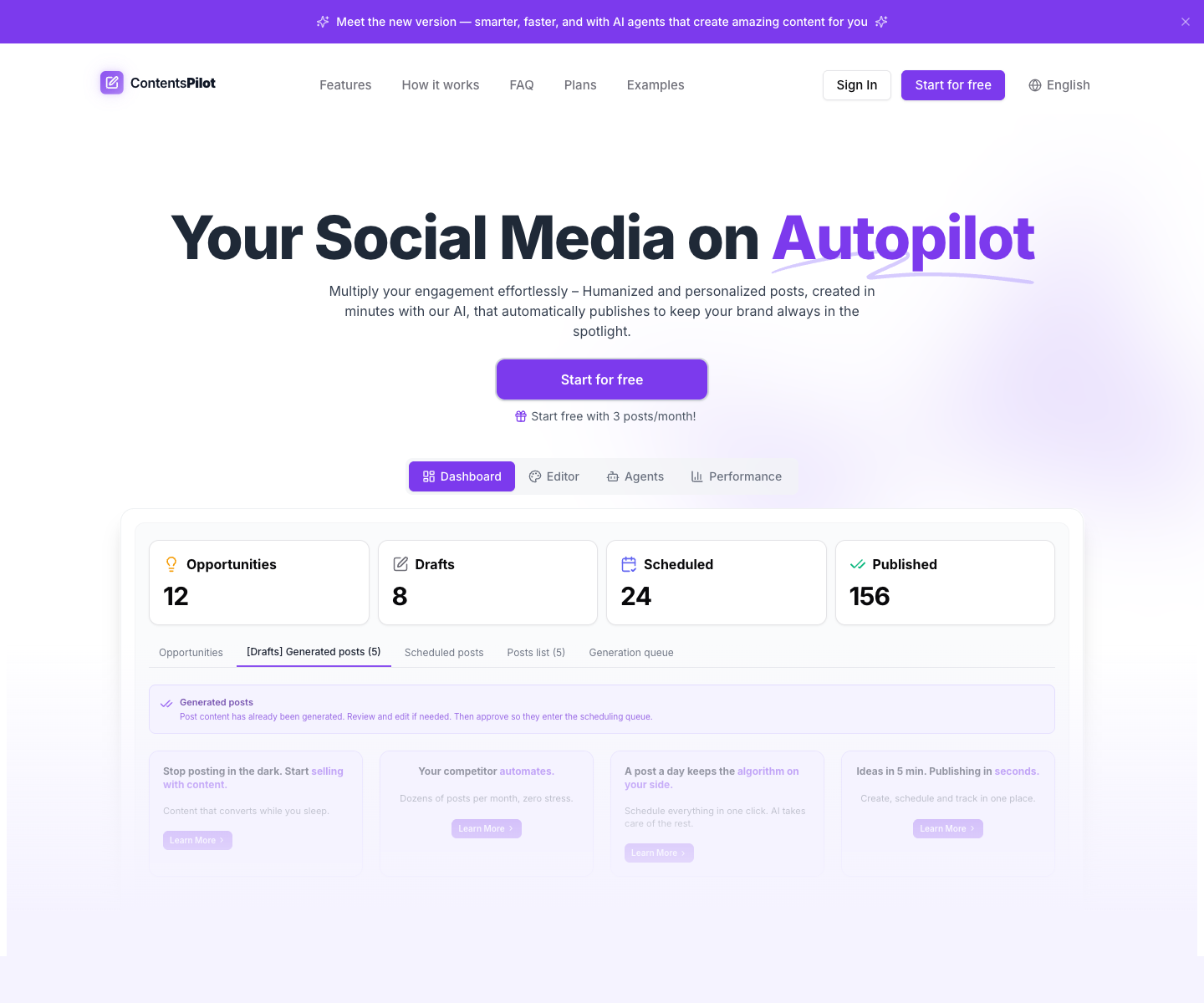 Contents Pilot landing page screenshot