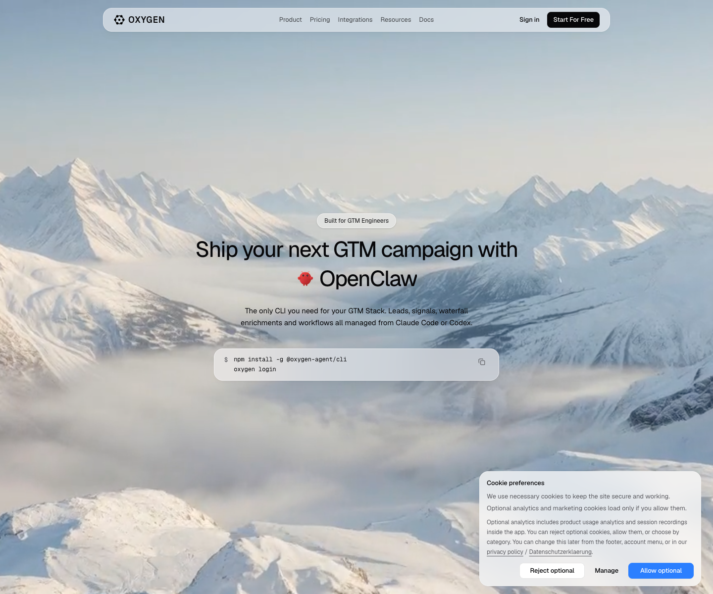 Copia AI landing page screenshot
