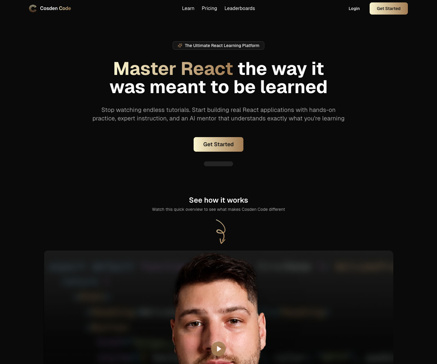 Cosden Code landing page screenshot
