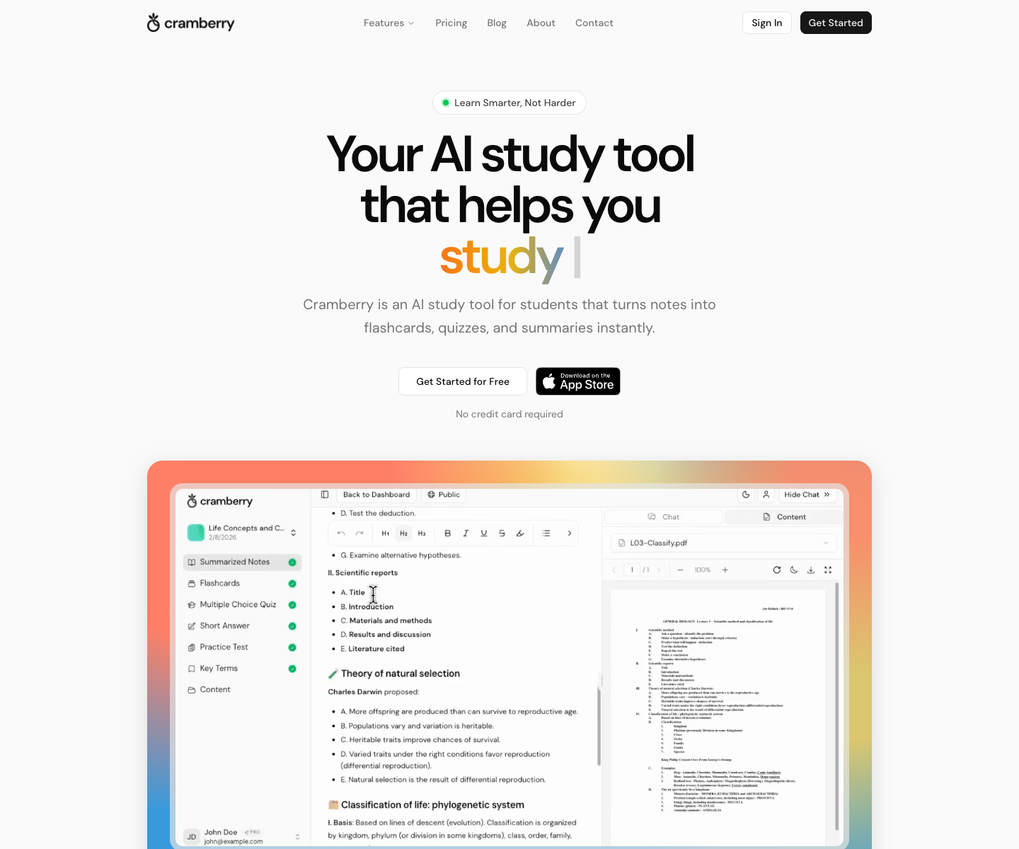 Cramberry landing page screenshot