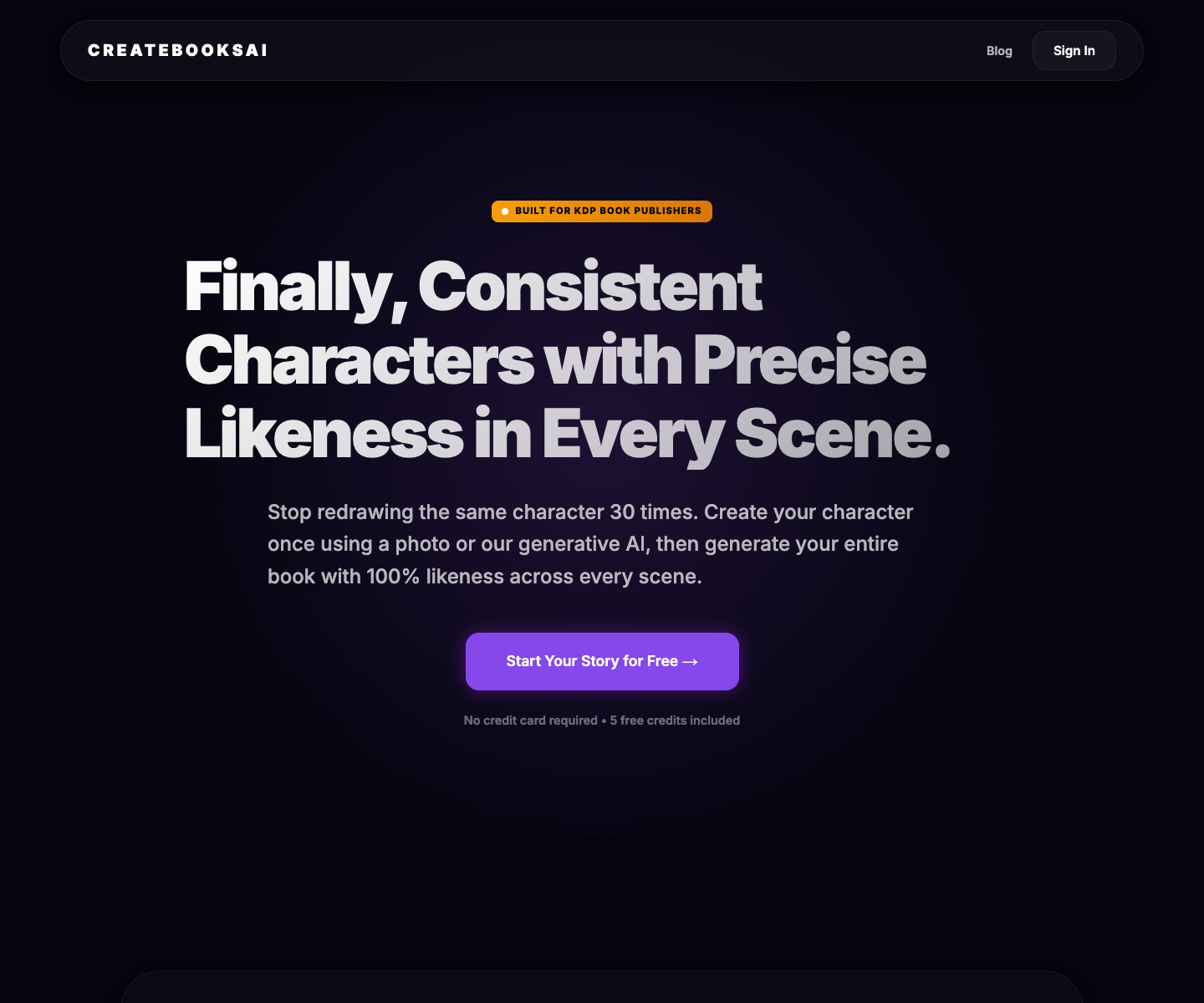 CreateBooksAI landing page screenshot