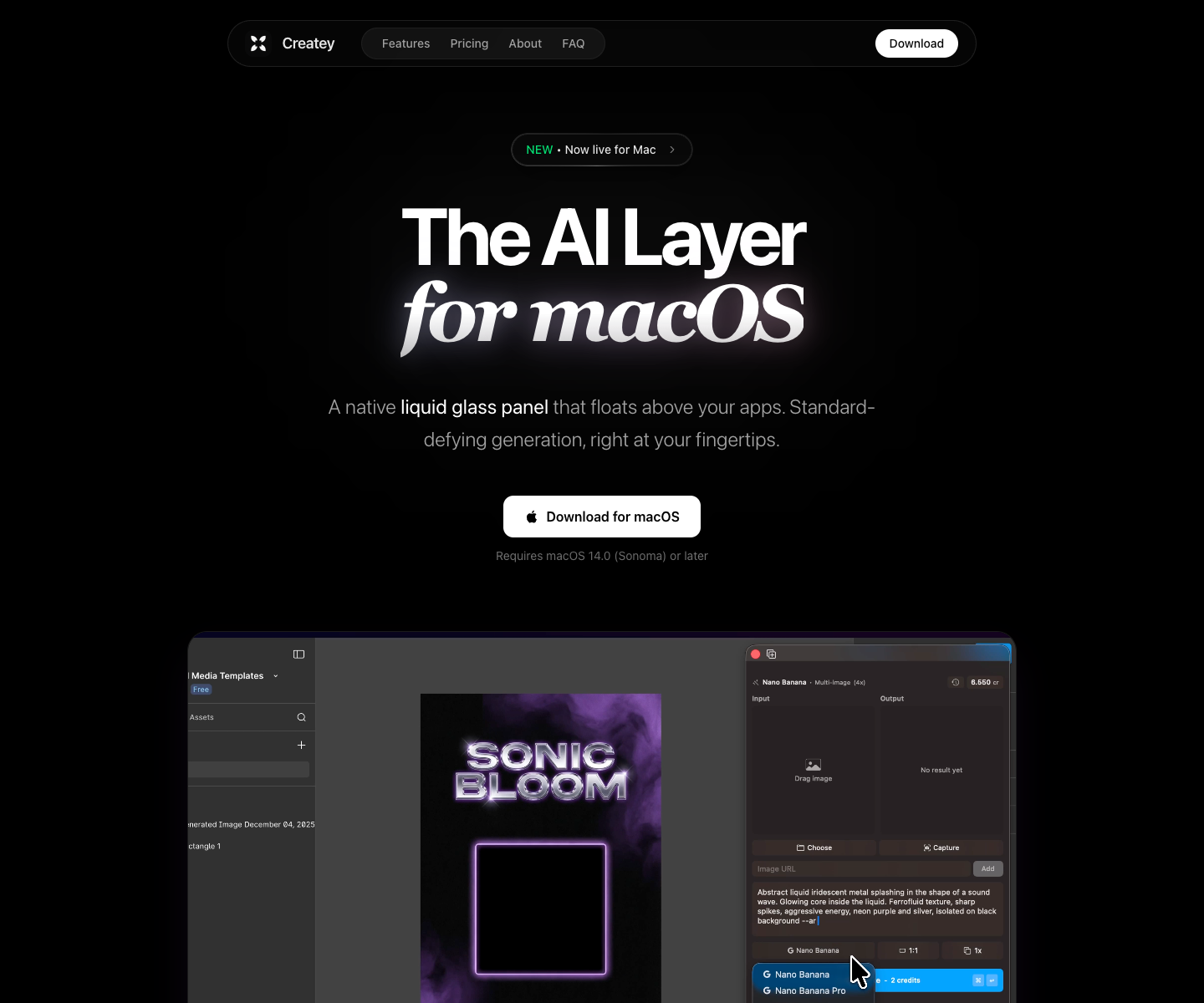 Createy landing page screenshot