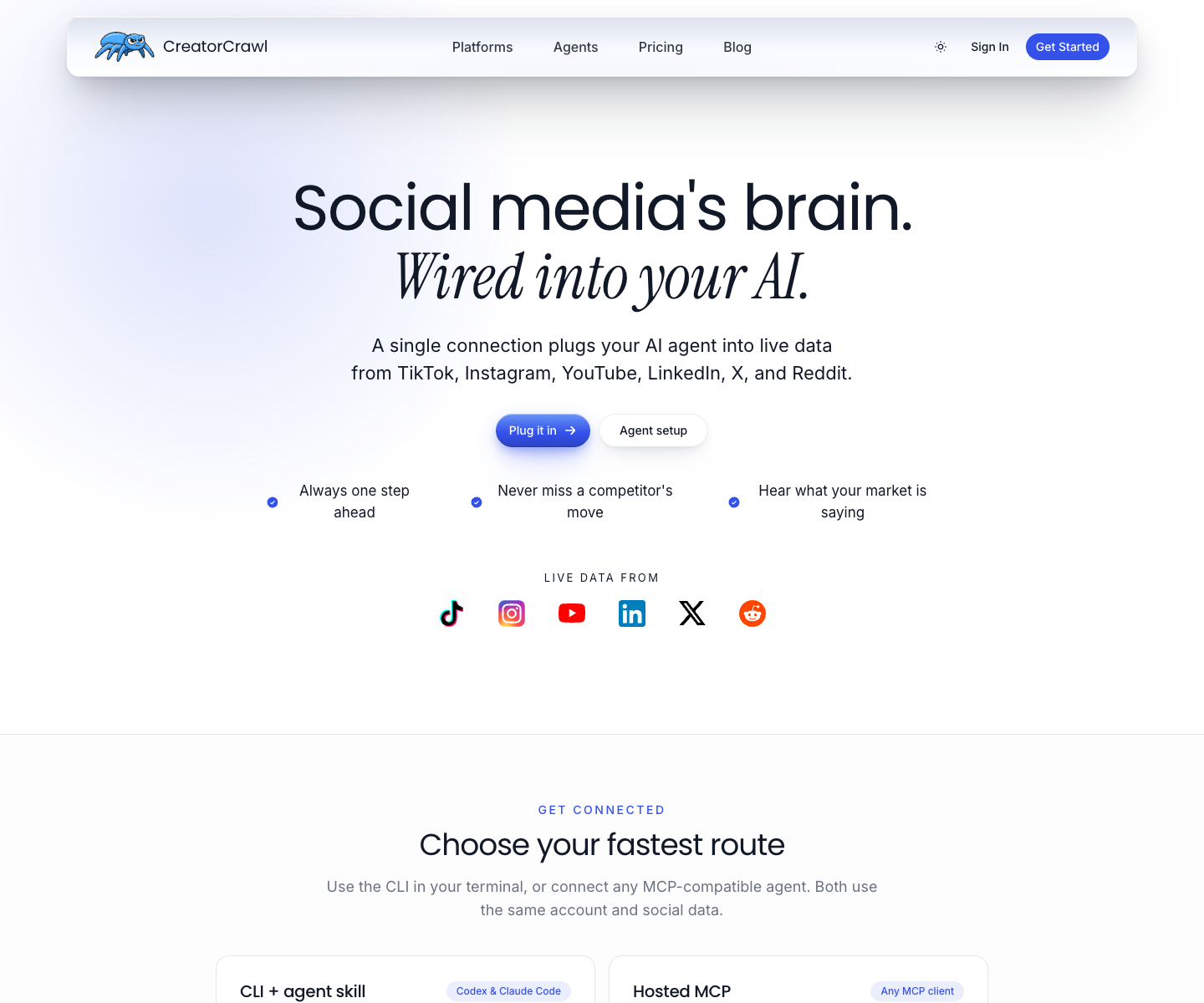 creator-crawl landing page screenshot