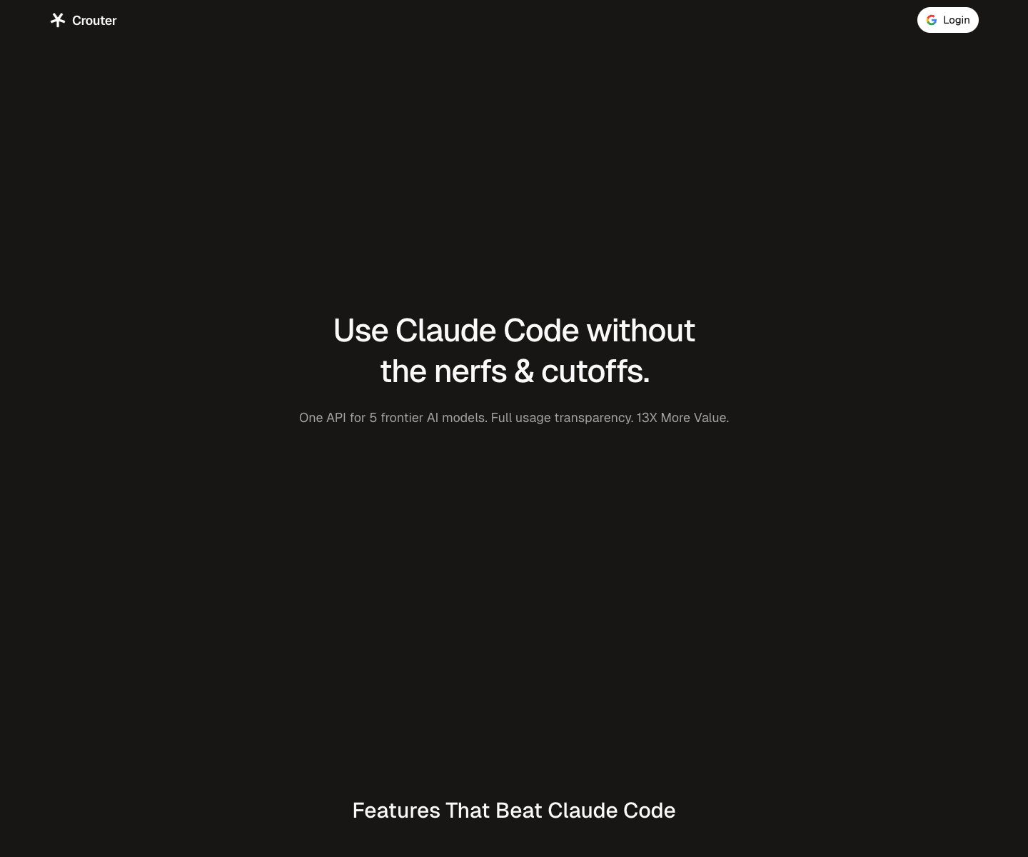 Crouter landing page screenshot