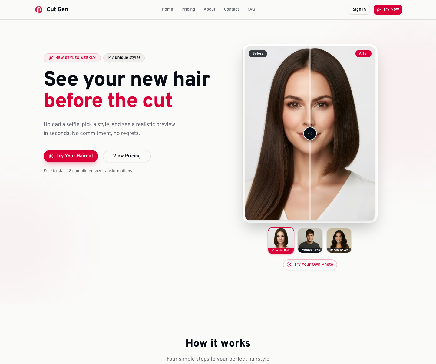 Cut Gen landing page screenshot