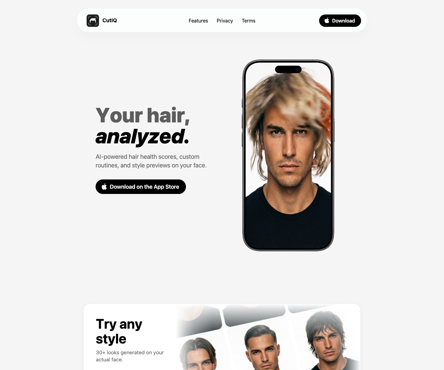 CutIQ landing page screenshot