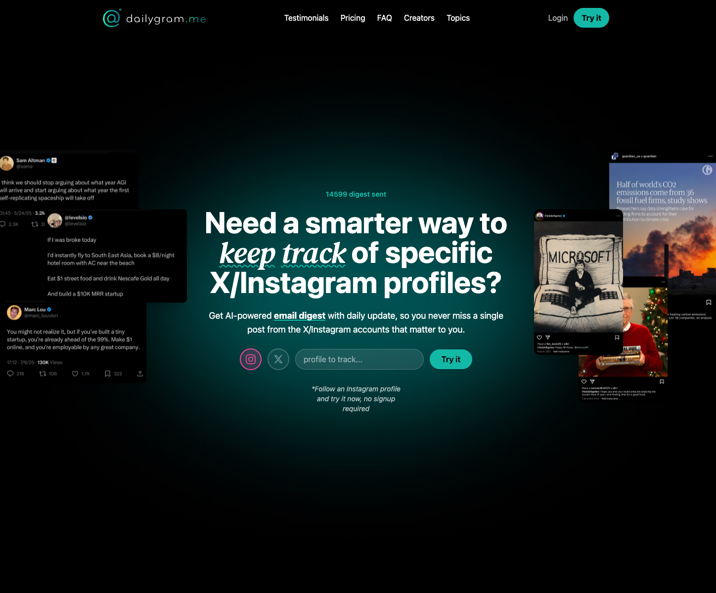 DailyGram.me landing page screenshot