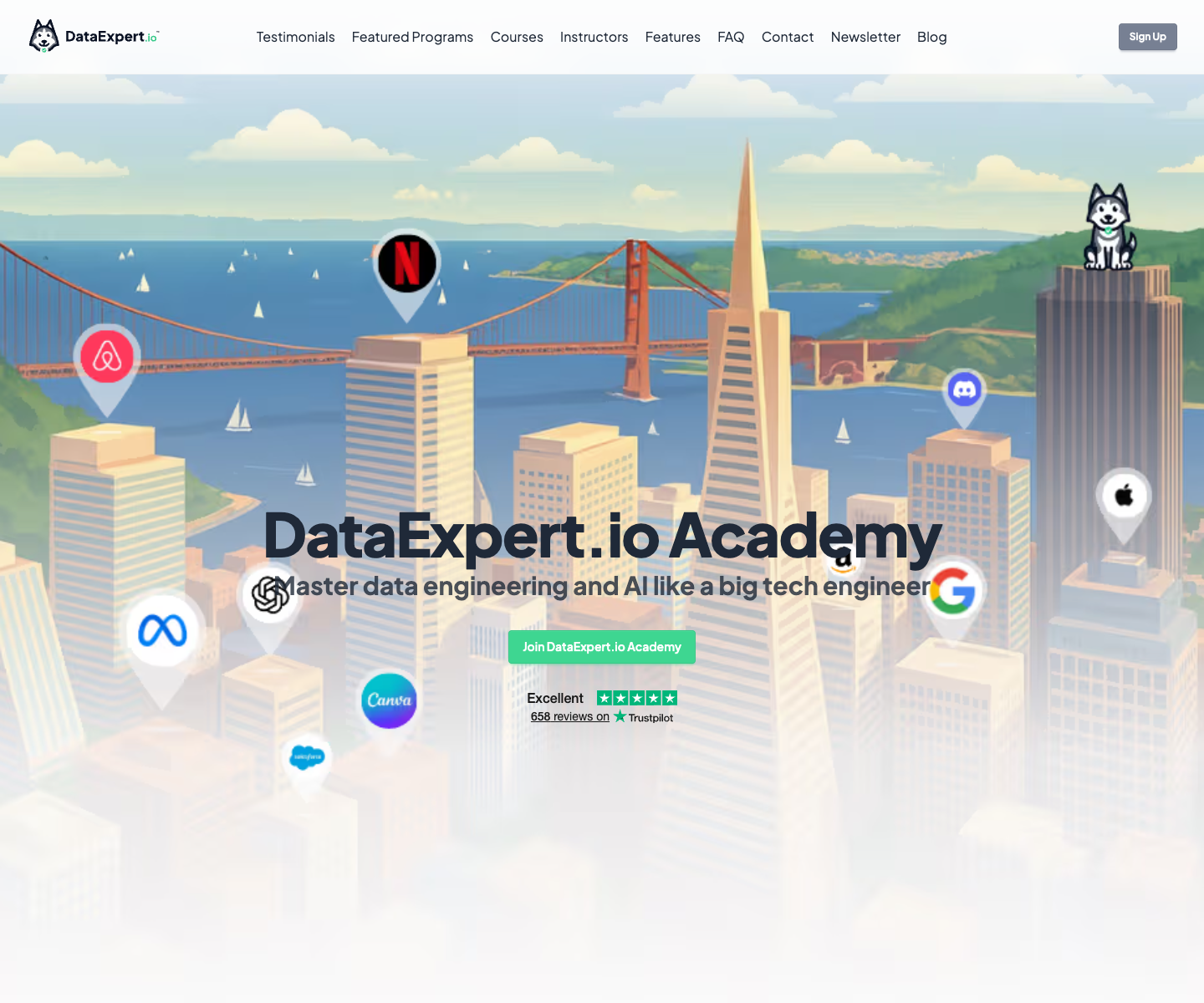 DataExpert / TechCreator landing page screenshot