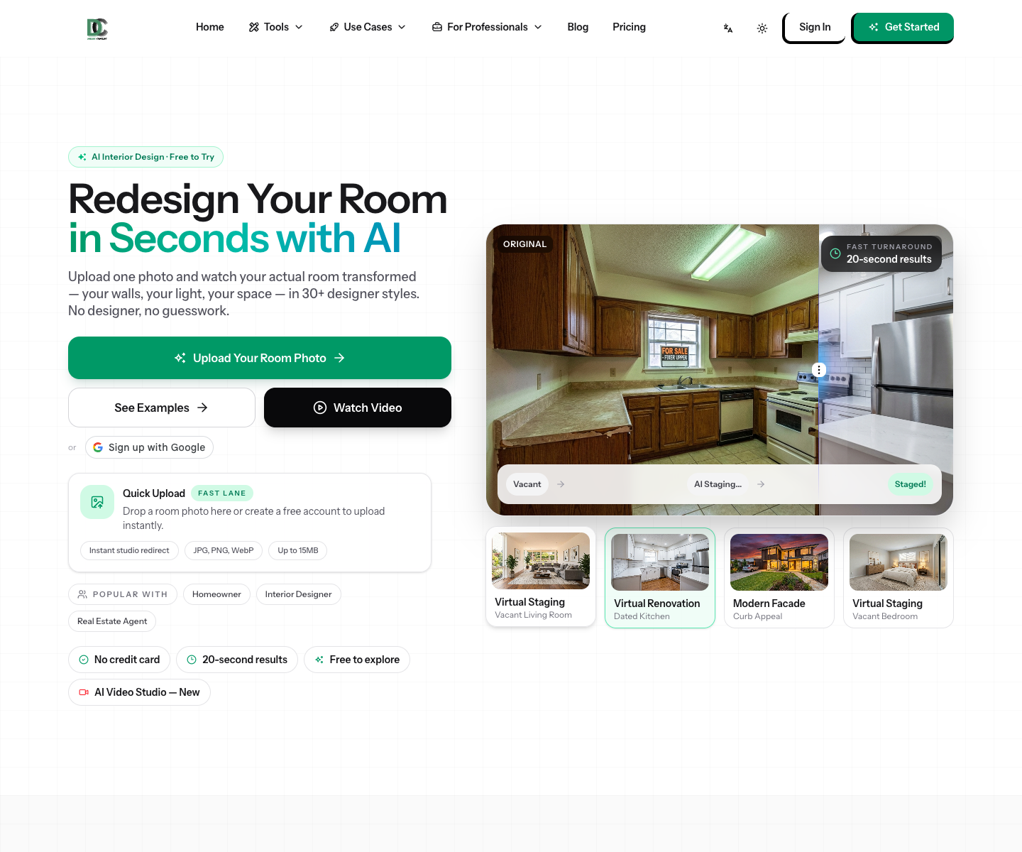 Decor Copilot landing page screenshot