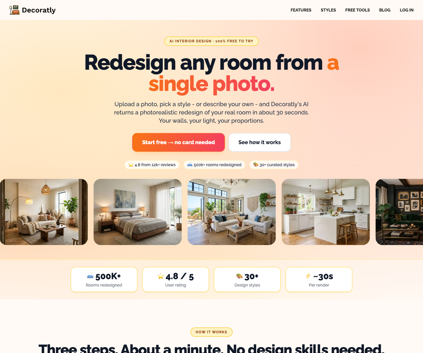 Decoratly landing page screenshot