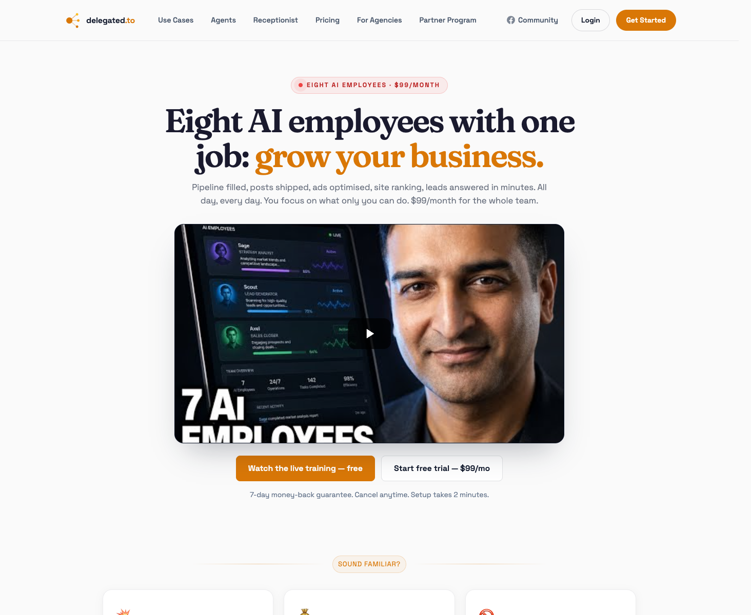 Delegated.to landing page screenshot