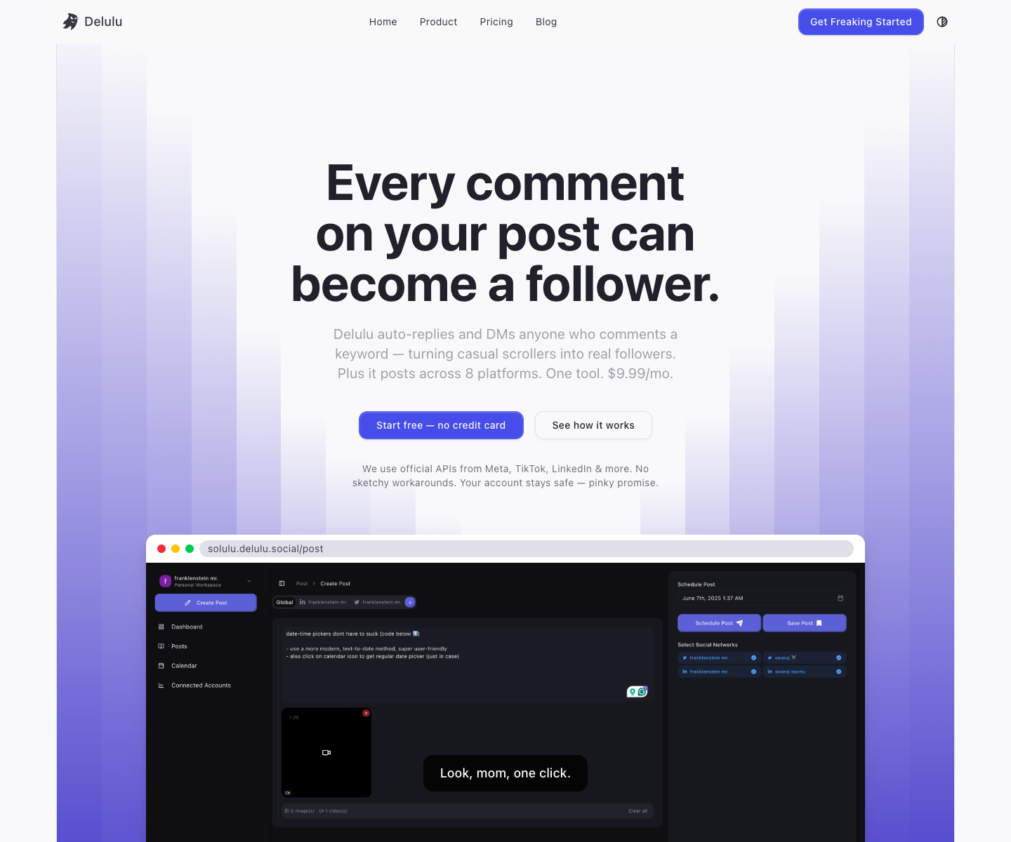 Delulu Social landing page screenshot