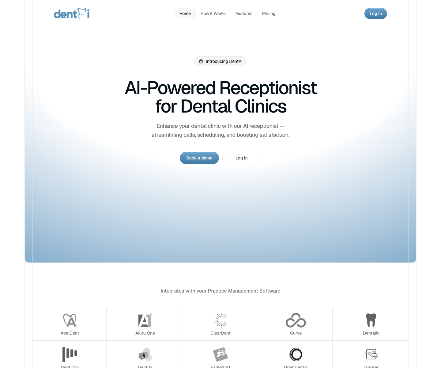 DentAI landing page screenshot