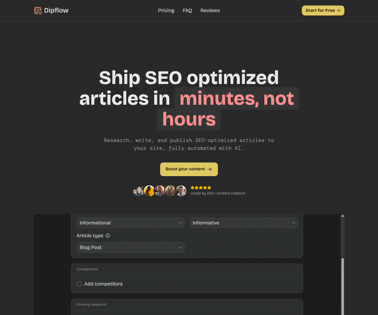 dipflow.ai landing page screenshot